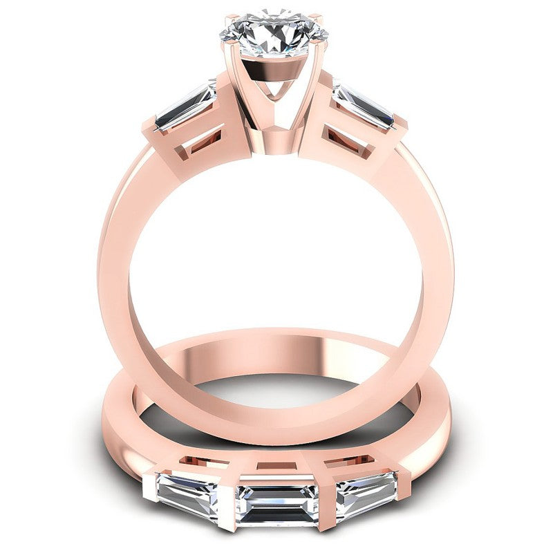 Baguette and Round Diamonds 1.20CT Bridal Set in 18KT Yellow Gold