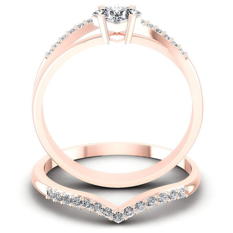 Princess and Round Diamonds 0.60CT Bridal Set in 18KT Yellow Gold