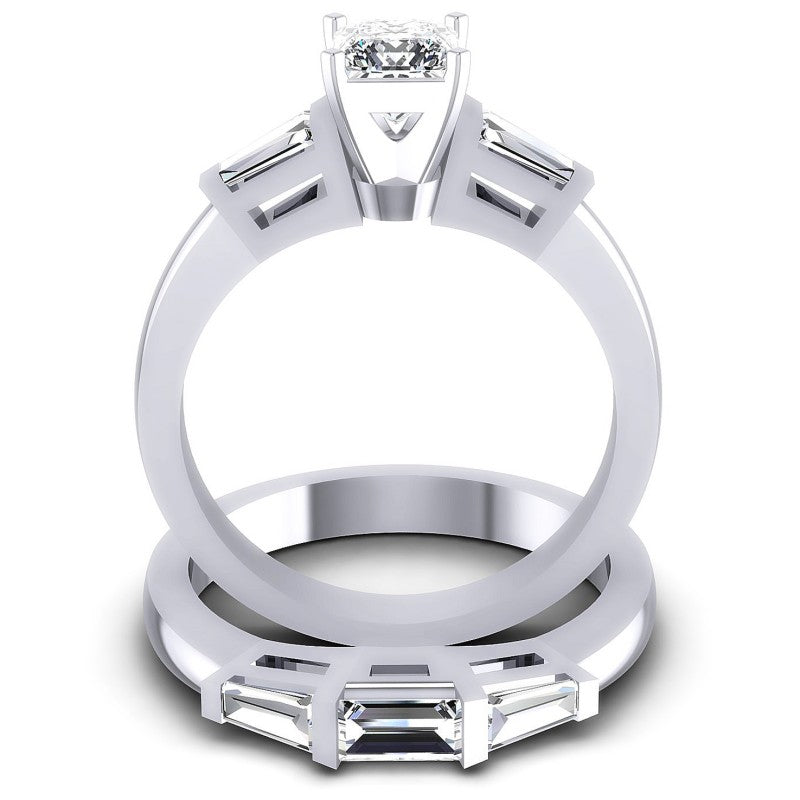 Baguette And Princess Cut Diamonds Bridal Set in 14KT Yellow Gold