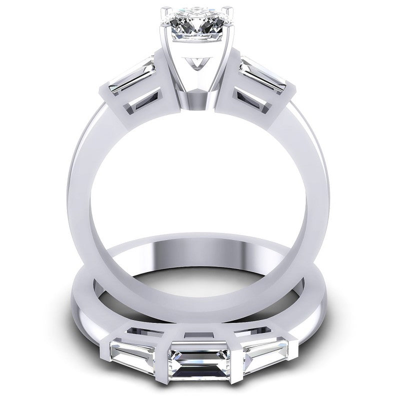 Baguette And Round And Cushion Cut Diamonds Bridal Set in 14KT Yellow Gold