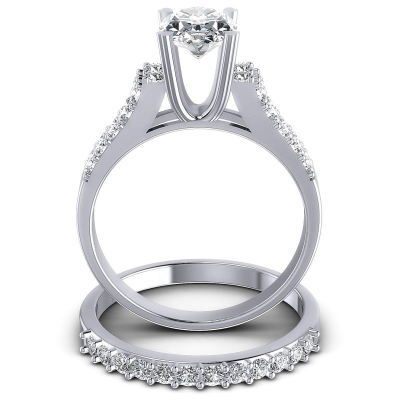 Round And Oval Cut Diamonds Bridal Set in 14KT Yellow Gold