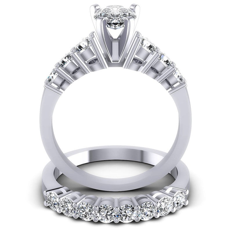Round And Pear Cut Diamonds Bridal Set in 14KT Yellow Gold
