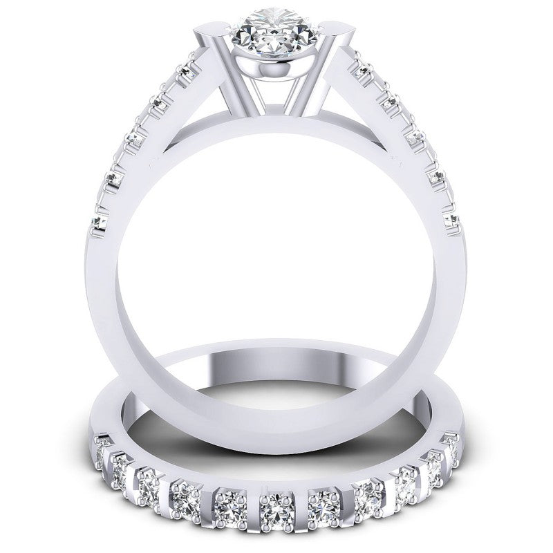 Round And Oval Cut Diamonds Bridal Set in 14KT Yellow Gold
