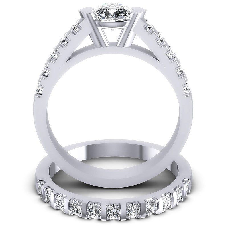 Round And Cushion Cut Diamonds Bridal Set in 14KT Yellow Gold