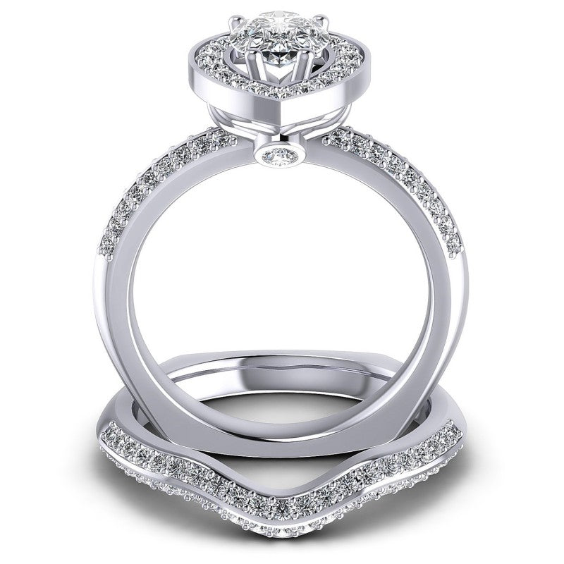 Round And Pear Cut Diamonds Bridal Set in 14KT Yellow Gold