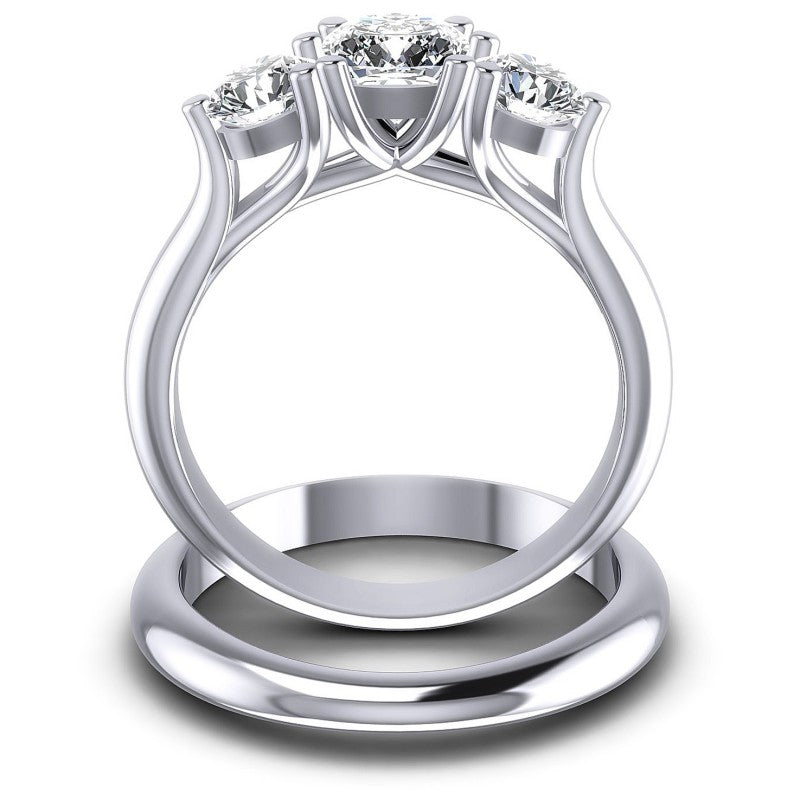 Cushion And Round Cut Diamonds Bridal Set in 14KT Yellow Gold