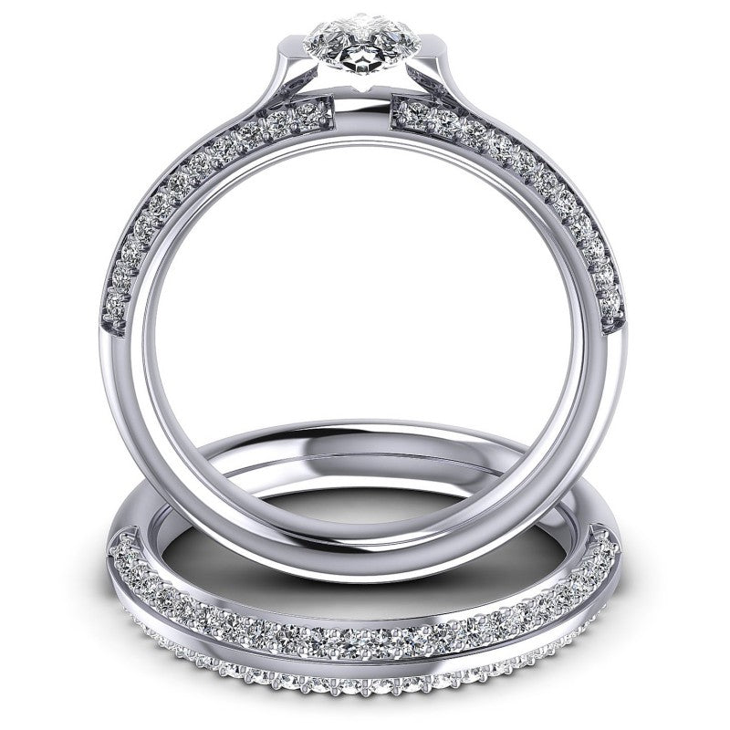 Round And Pear Cut Diamonds Bridal Set in 14KT Yellow Gold
