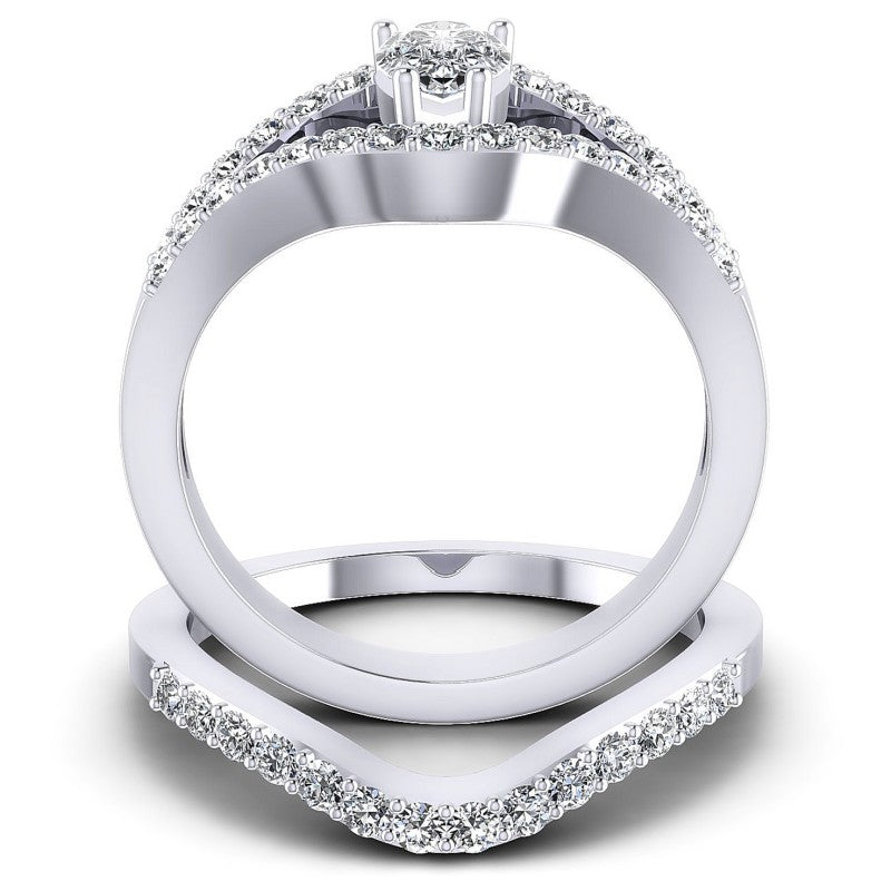 Round And Pear Cut Diamonds Bridal Set in 14KT Yellow Gold