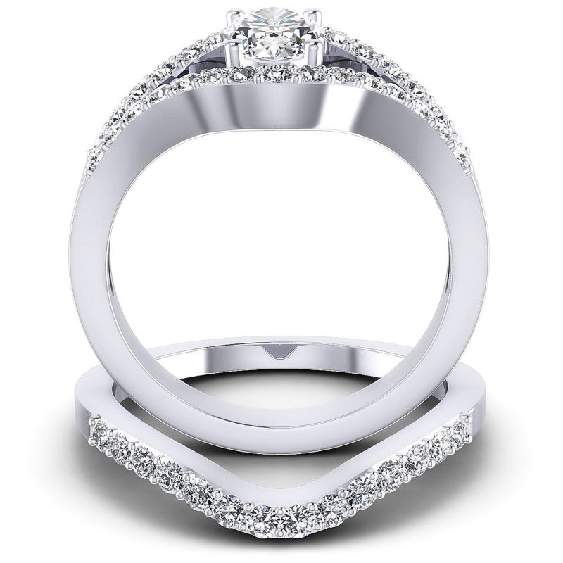 Round And Oval Cut Diamonds Bridal Set in 14KT Yellow Gold