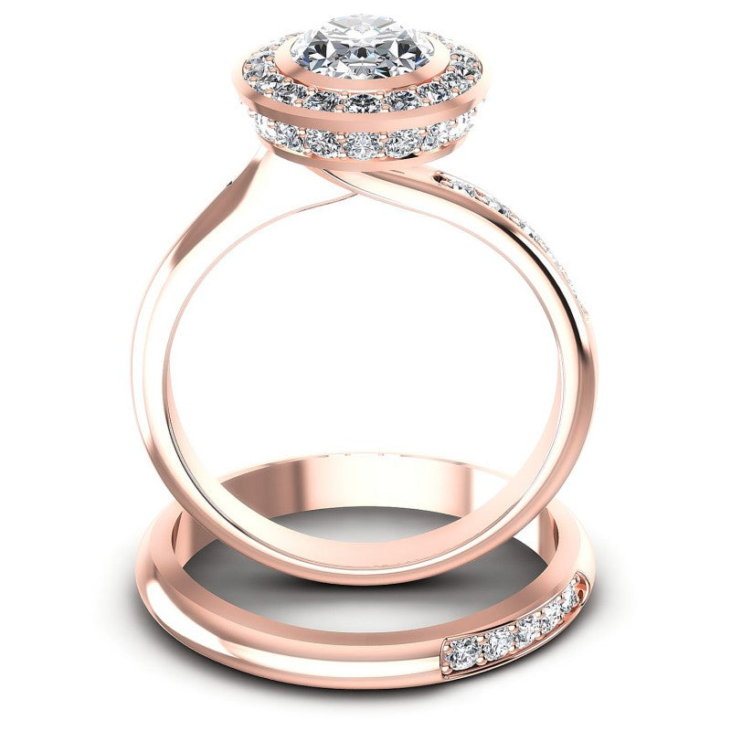 Round And Oval Cut Diamonds Bridal Set in 18KT Yellow Gold