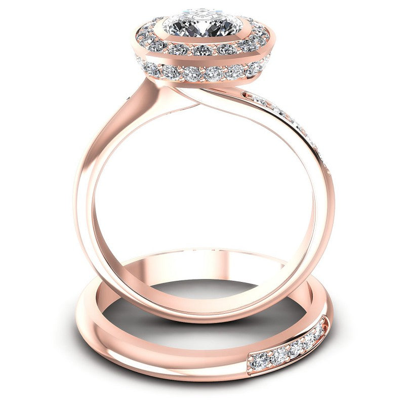 Round And Cushion Cut Diamonds Bridal Set in 18KT Yellow Gold