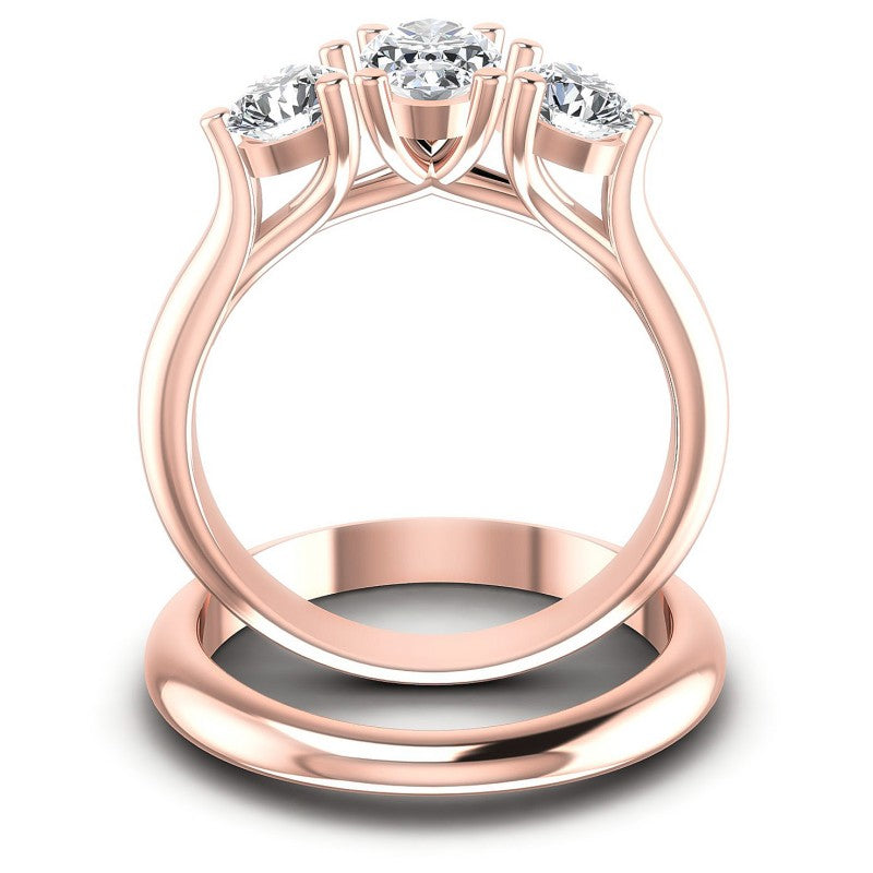 Oval And Round Cut Diamonds Bridal Set in 18KT Yellow Gold