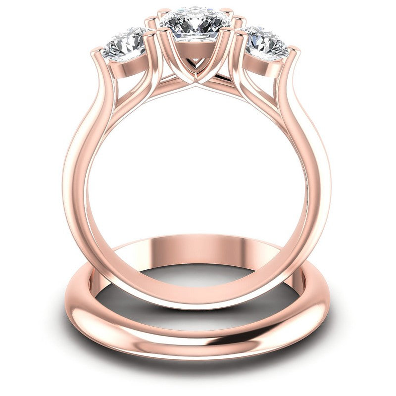 Cushion And Round Cut Diamonds Bridal Set in 18KT Yellow Gold