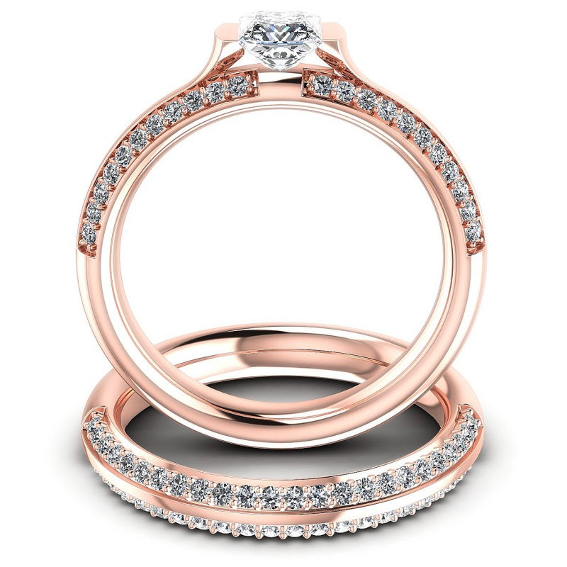 Round And Princess Cut Diamonds Bridal Set in 18KT Yellow Gold