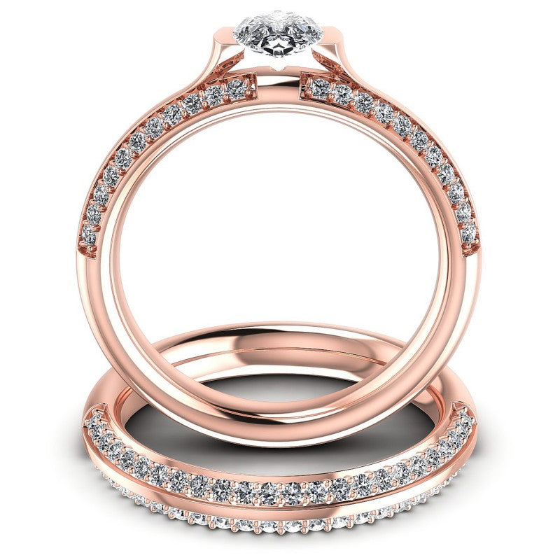 Round And Pear Cut Diamonds Bridal Set in 18KT Yellow Gold