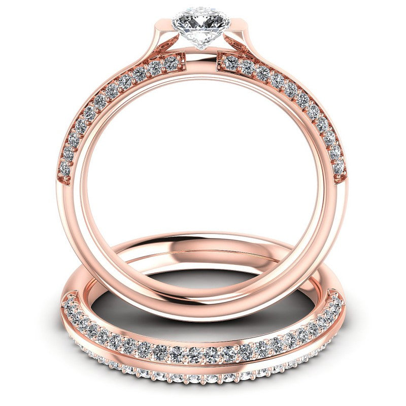 Round And Cushion Cut Diamonds Bridal Set in 18KT Yellow Gold