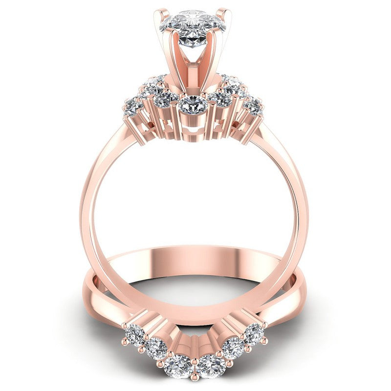 Round And Pear Cut Diamonds Bridal Set in 18KT Yellow Gold