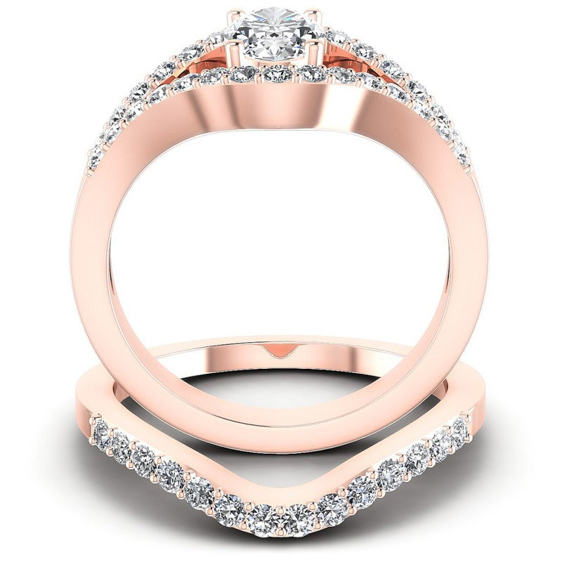 Round And Oval Cut Diamonds Bridal Set in 18KT Yellow Gold