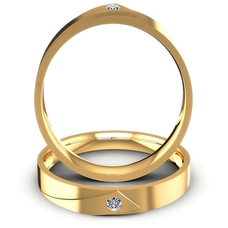 Round Cut Diamonds Wedding Sets in 14KT Yellow Gold