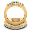 Round And Cushion And Princess Cut Diamonds Bridal Set in 14KT Yellow Gold