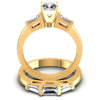 Baguette And Round And Cushion Cut Diamonds Bridal Set in 14KT Yellow Gold