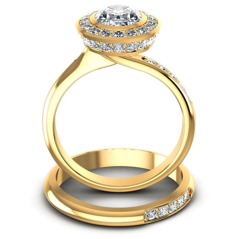 Round And Oval Cut Diamonds Bridal Set in 14KT Yellow Gold