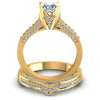 Round And Princess Cut Diamonds Bridal Set in 14KT Yellow Gold