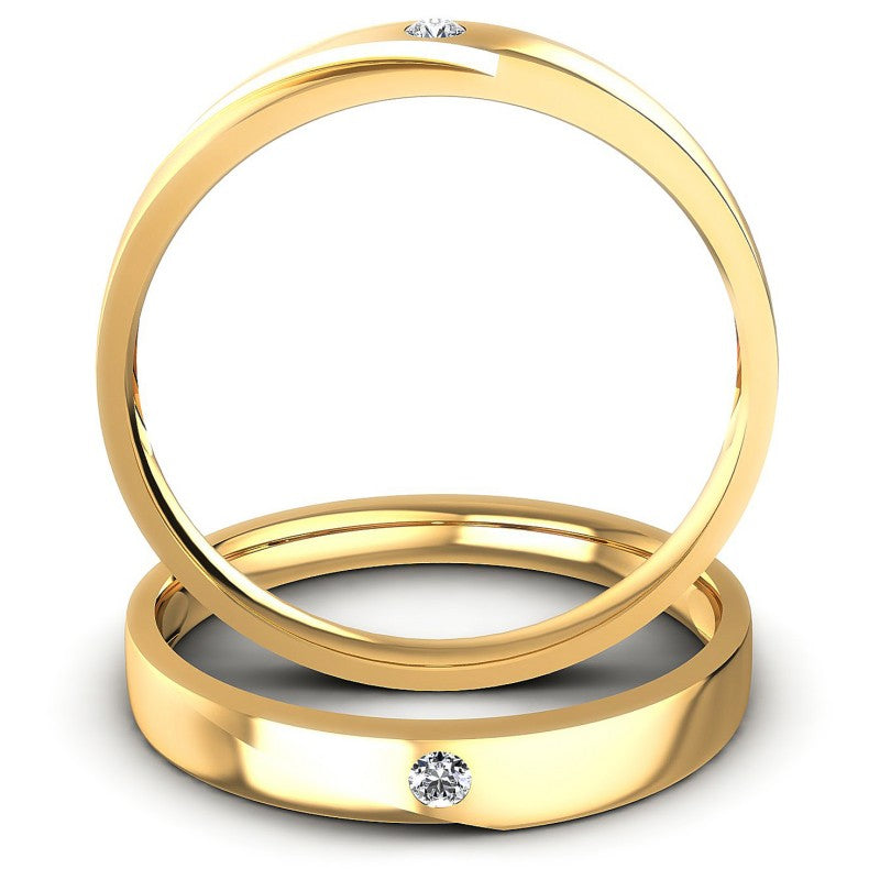 Round Cut Diamonds Wedding Sets in 14KT Yellow Gold