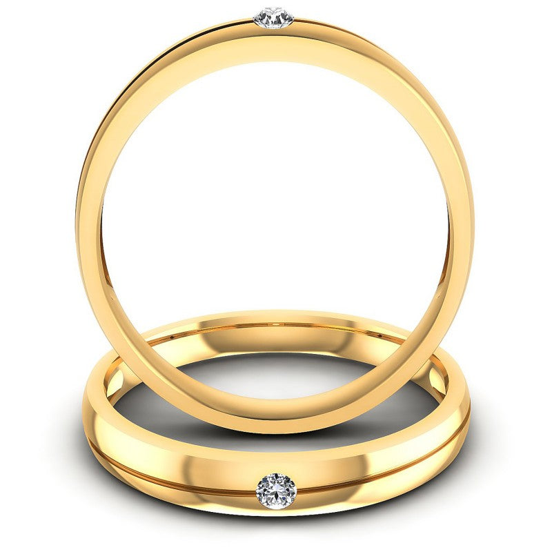 Round Cut Diamonds Wedding Sets in 14KT Yellow Gold