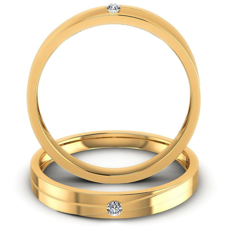 Round Cut Diamonds Wedding Sets in 14KT Yellow Gold