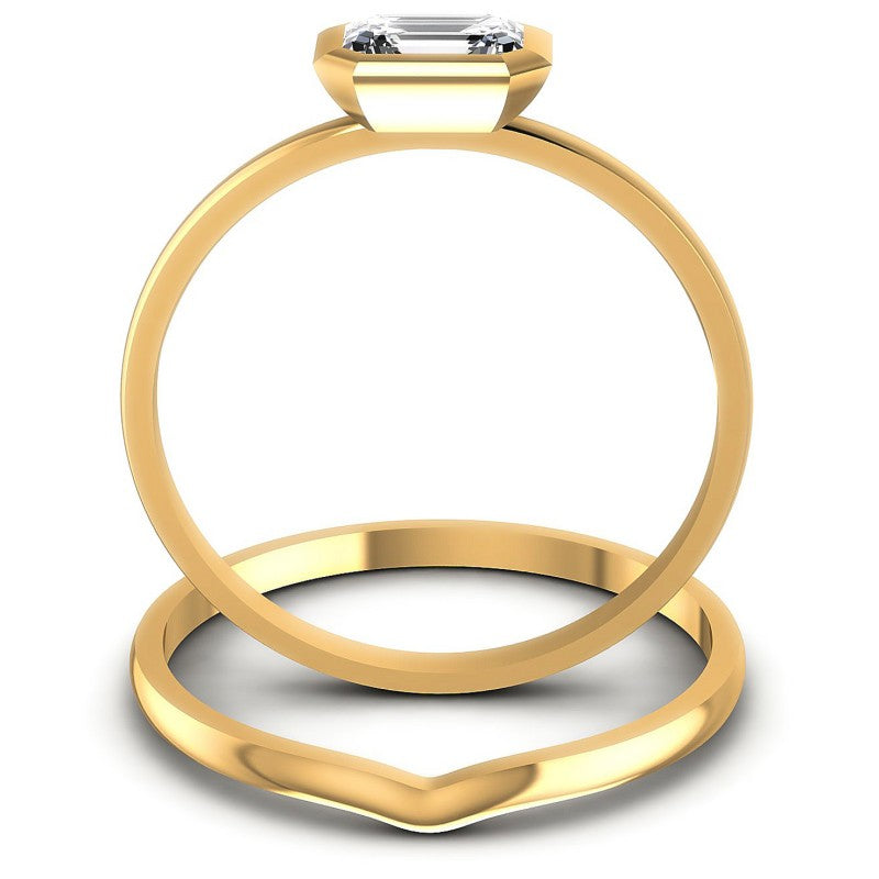 Emerald Cut Diamonds Bridal Set in 14KT Yellow Gold