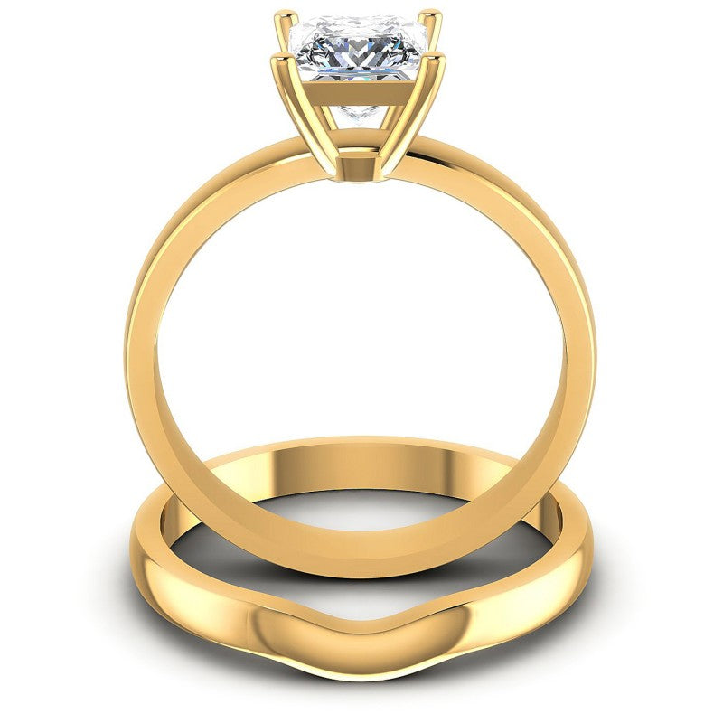 Princess Cut Diamonds Bridal Set in 14KT Yellow Gold