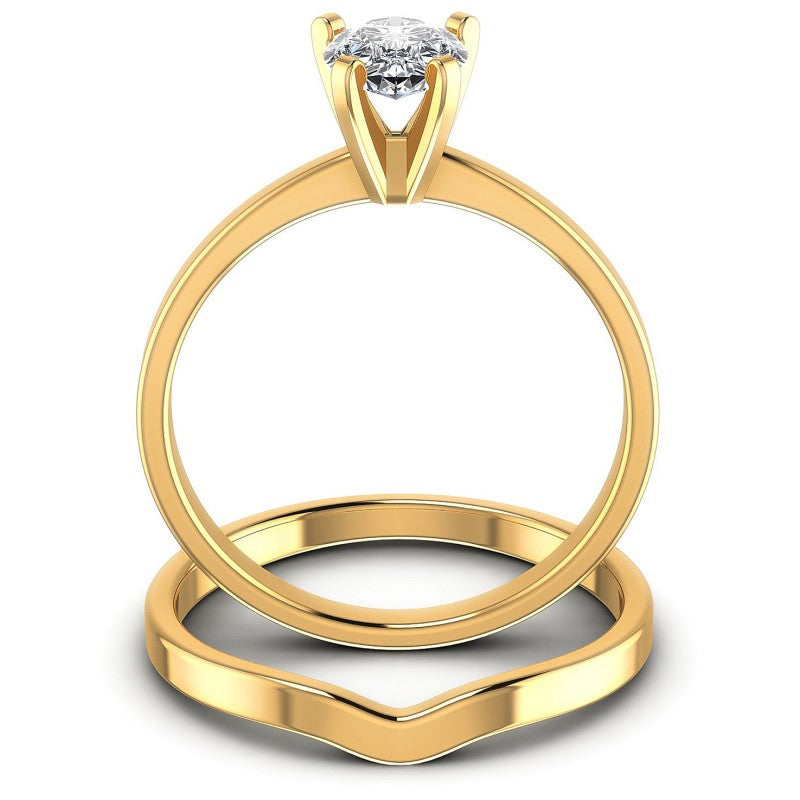 Pear Cut Diamonds Bridal Set in 14KT Yellow Gold
