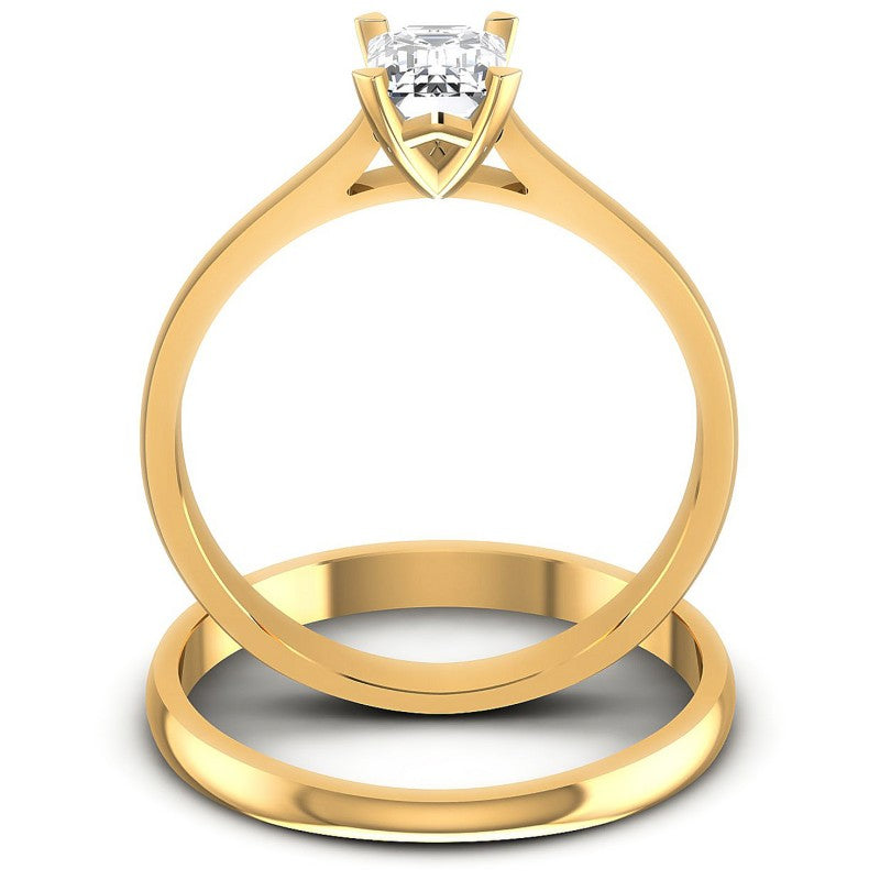 Emerald Cut Diamonds Bridal Set in 14KT Yellow Gold