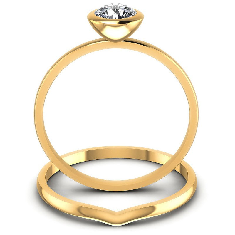 Round Cut Diamonds Bridal Set in 14KT Yellow Gold