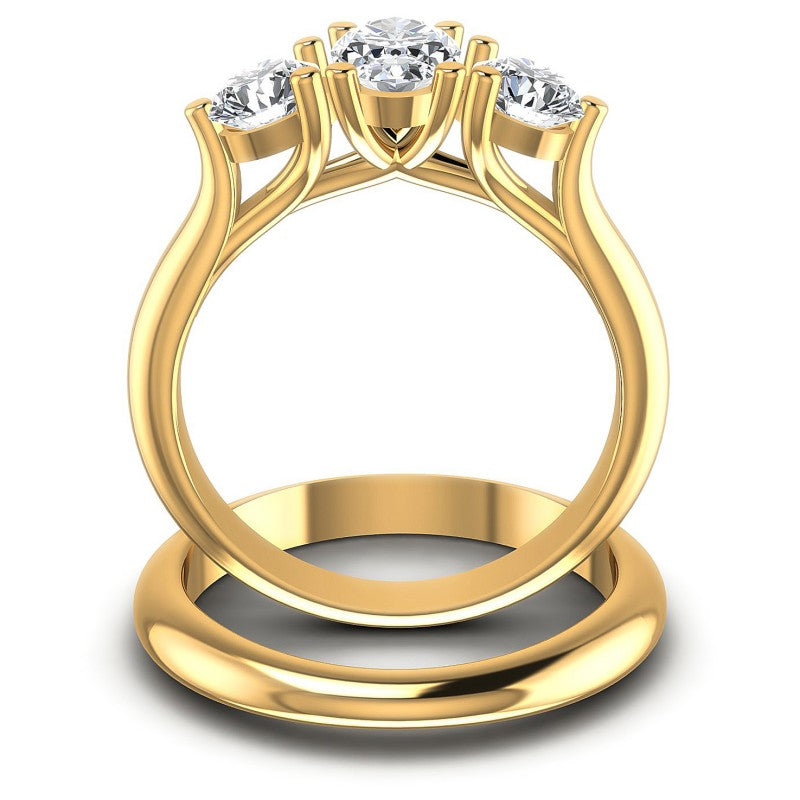Oval And Round Cut Diamonds Bridal Set in 14KT Yellow Gold