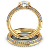 Round And Emerald Cut Diamonds Bridal Set in 14KT Yellow Gold