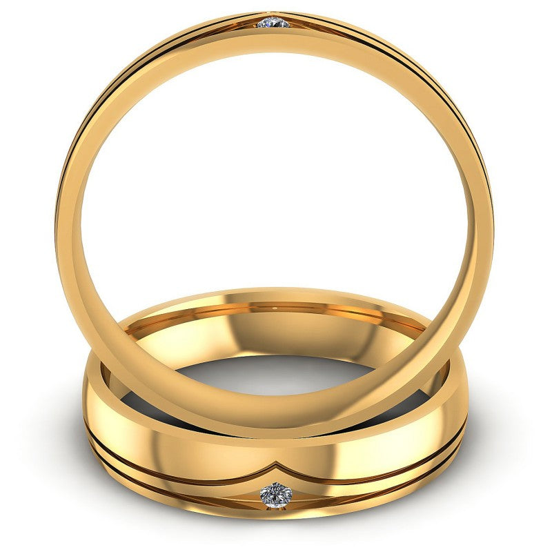 Round Cut Diamonds Wedding Sets in 14KT Yellow Gold