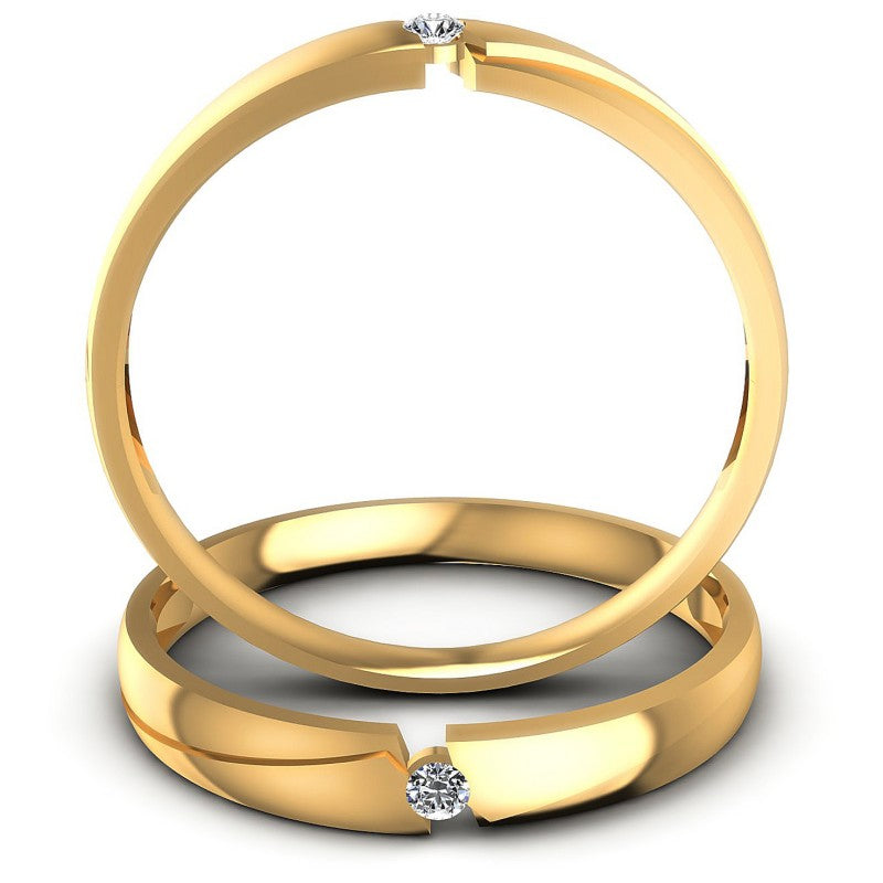 Round Cut Diamonds Wedding Sets in 14KT Yellow Gold
