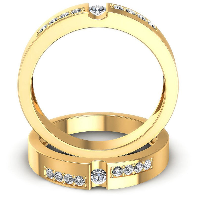 Round Cut Diamonds Wedding Sets in 14KT Yellow Gold