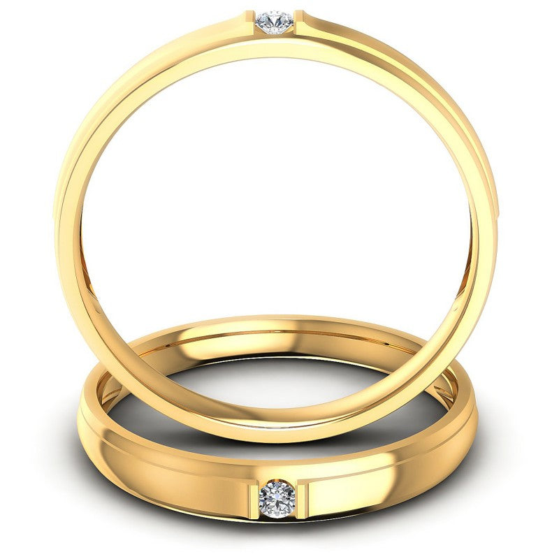 Round Cut Diamonds Wedding Sets in 14KT Yellow Gold