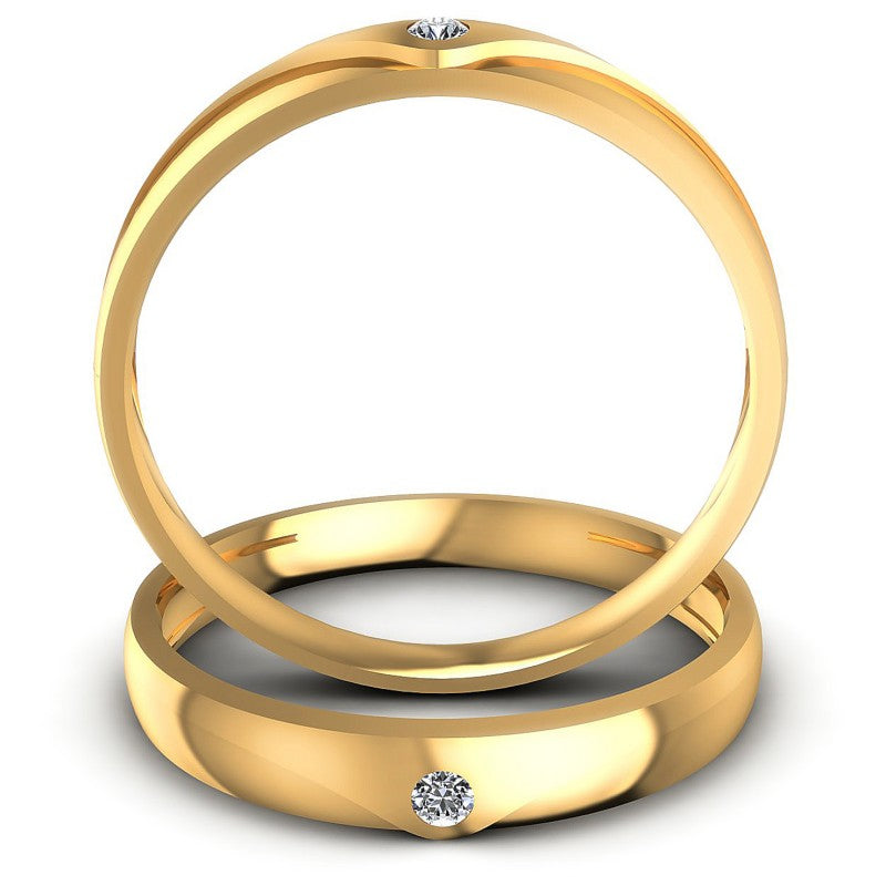 Round Cut Diamonds Wedding Sets in 14KT Yellow Gold