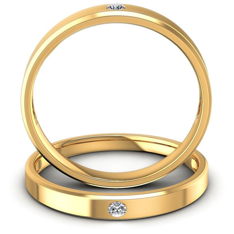 Round Cut Diamonds Wedding Sets in 14KT Yellow Gold