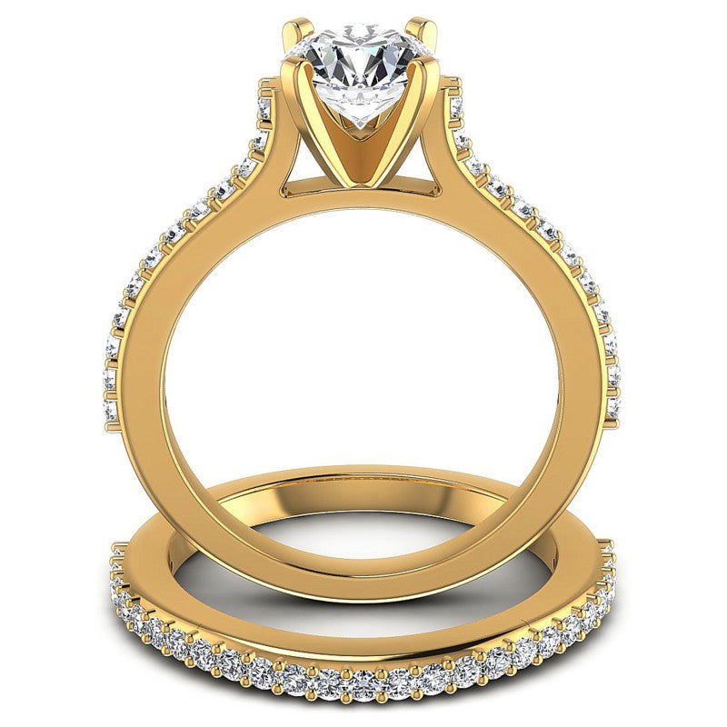 Round Diamonds 0.75CT Bridal Set in 14KT Yellow Gold