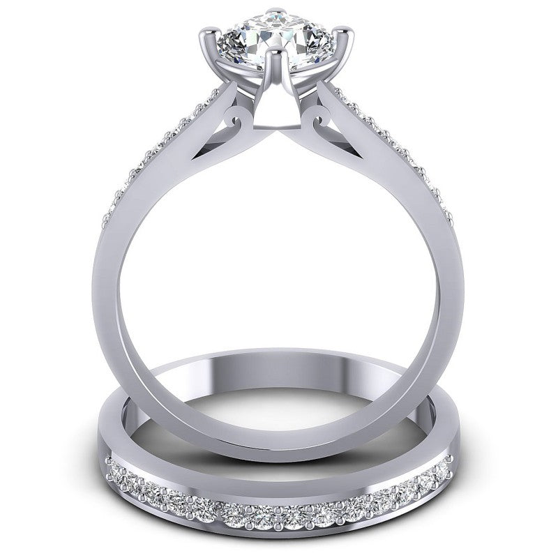 Round And Cushion Cut Diamonds Bridal Set in 14KT Yellow Gold