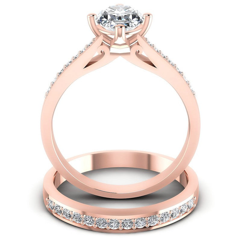 Round And Oval Cut Diamonds Bridal Set in 18KT Yellow Gold