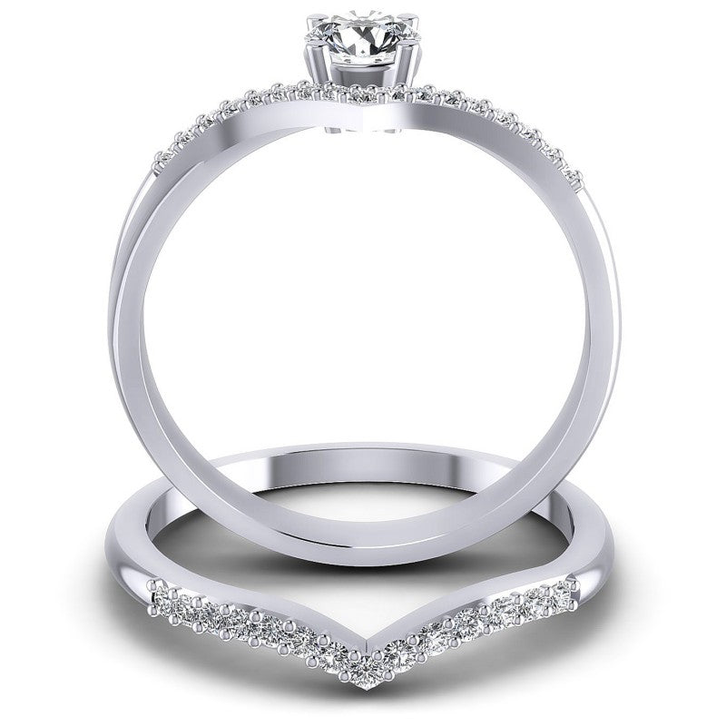 Round Cut Diamonds Bridal Set in 14KT Yellow Gold