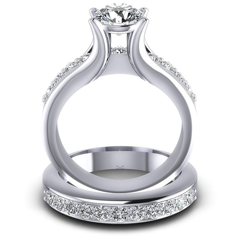Round Cut Diamonds Bridal Set in 14KT Yellow Gold