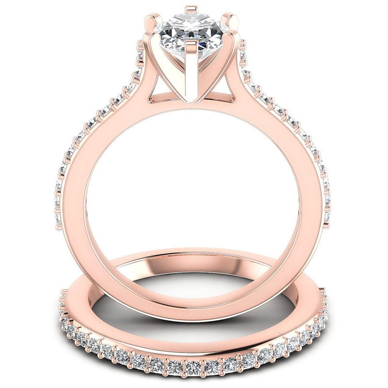 Round And Oval Cut Diamonds Bridal Set in 18KT Yellow Gold