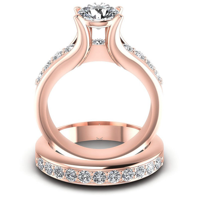 Round Cut Diamonds Bridal Set in 18KT Yellow Gold